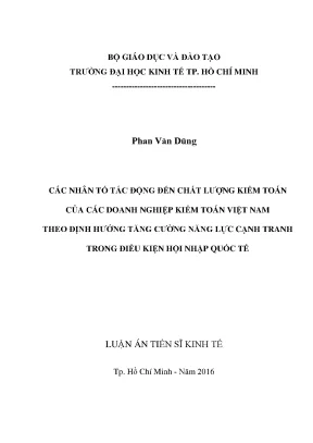 Tác động đến chất lượng kiểm toán tại Việt Nam trong bối