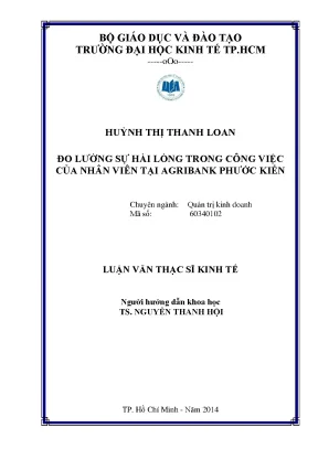 Sự Hài Lòng Nhân Viên Agribank: Luận Văn Thạc Sĩ UEH