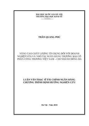 Nâng cao chất lượng tín dụng cho doanh nghiệp vừa và nhỏ