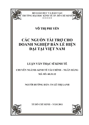 Các Nguồn Tài Trợ Cho Doanh Nghiệp Bán Lẻ Hiện Đại Tại