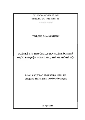 Quản lý chi thường xuyên ngân sách nhà nước tại quận