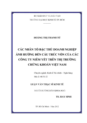 Các Nhân Tố Doanh Nghiệp Ảnh Hưởng Đến Cấu Trúc Vốn Các