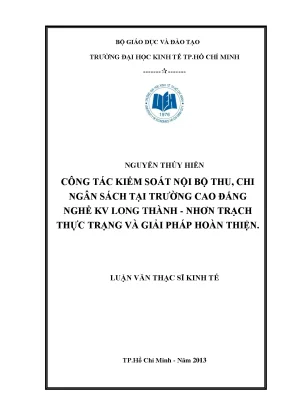 Hoàn thiện công tác kiểm soát nội bộ ngân sách tại