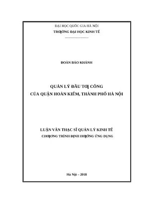 Quản Lý Đầu Tư Công Tại Quận Hoàn Kiếm, Hà Nội: Nghiên