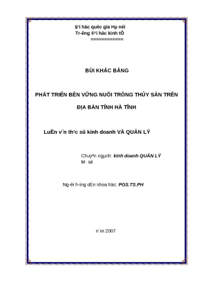 Phát Triển Bền Vững Nuôi Trồng Thủy Sản Tại Hà Tĩnh