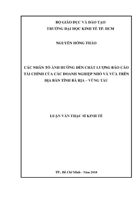 Nhân Tố Ảnh Hưởng Đến Chất Lượng Báo Cáo Tài Chính Doanh