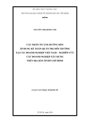 Luận văn thạc sĩ ueh các nhân tố ảnh hưởng đến áp dụng kế toán quản trị môi trường tại các doanh nghiệp việt nam nghiên cứu các doanh nghiệp xây dựng trên địa bàn tp hcm