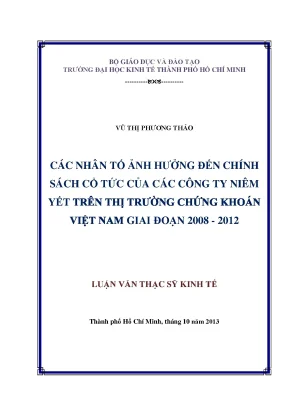 Luận văn: Chính sách cổ tức của các công ty niêm yết