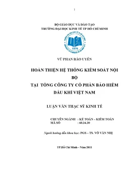 Hoàn thiện hệ thống kiểm soát nội bộ tại Bảo hiểm Dầu