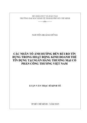 Các Nhân Tố Ảnh Hưởng Đến Rủi Ro Tín Dụng Trong Kinh