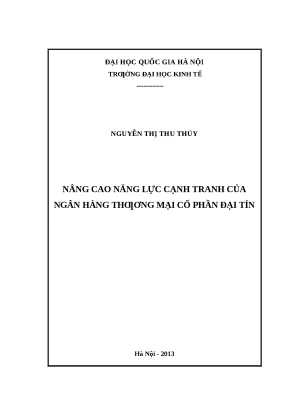 Nâng cao năng lực cạnh tranh của ngân hàng TMCP Đại Tín