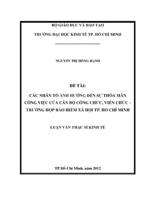 Nhân Tố Ảnh Hưởng Đến Sự Thỏa Mãn Công Việc Của Cán Bộ