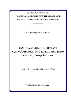 Luận văn năng lực cạnh tranh ngành cơ khí ô tô Chu Lai