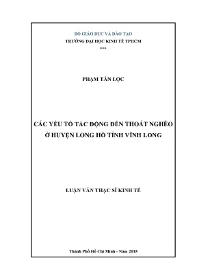 Các yếu tố ảnh hưởng đến việc thoát nghèo ở huyện Long