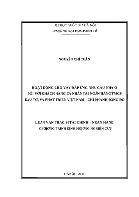Hoạt động cho vay nhà ở tại BIDV Đông Đô: Nhu cầu và