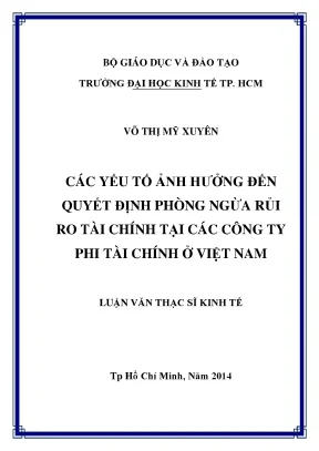 Các yếu tố quyết định phòng ngừa rủi ro tài chính tại