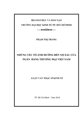 Yếu tố ảnh hưởng nợ xấu ngân hàng thương mại Việt Nam