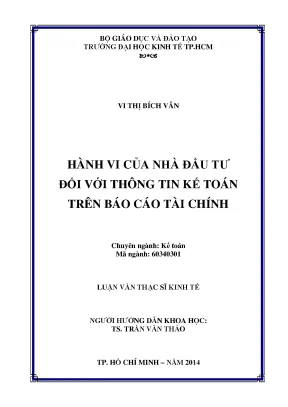 Hành Vi Nhà Đầu Tư Đối Với Thông Tin Kế Toán Trong Báo