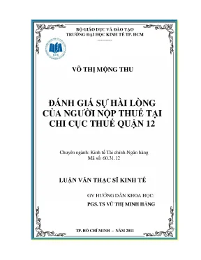 Đánh Giá Sự Hài Lòng Của Người Nộp Thuế Tại Chi Cục Thuế