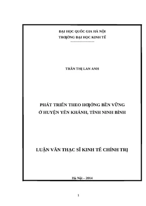 Luận văn: Phát triển bền vững huyện Yên Khánh, Ninh Bình