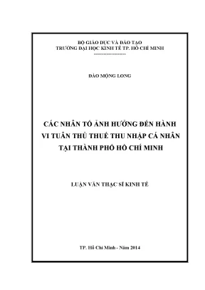 Nhân Tố Ảnh Hưởng Đến Hành Vi Tuân Thủ Thuế Thu Nhập Cá