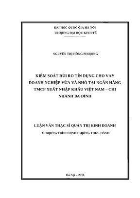 Kiểm Soát Rủi Ro Tín Dụng Cho Doanh Nghiệp Vừa và Nhỏ