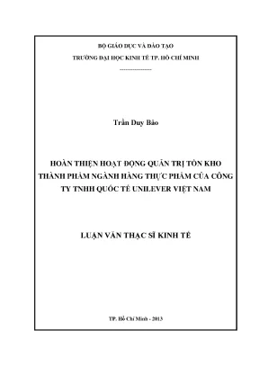 Hoàn thiện quản trị tồn kho thành phẩm ngành thực phẩm