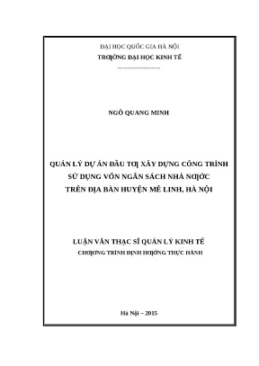 Quản lý dự án đầu tư xây dựng công trình sử dụng vốn