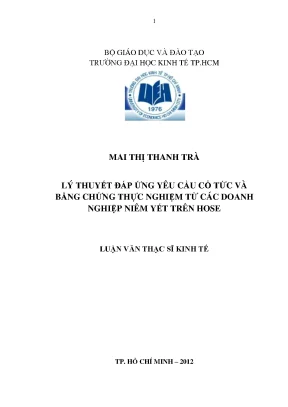 Nghiên cứu lý thuyết đáp ứng yêu cầu cổ tức từ doanh