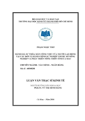 Đánh giá sự thỏa mãn công việc của nhân viên tại Sở Nông