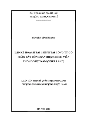 Lập Kế Hoạch Tài Chính Tại VNPT Land: Nghiên Cứu và Giải