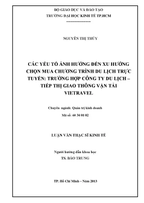 Các yếu tố ảnh hưởng đến xu hướng mua du lịch trực tuyến