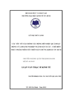 Các yếu tố tài chính ảnh hưởng đến hiệu quả doanh nghiệp