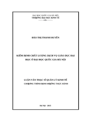 Kiểm Định Chất Lượng Dịch Vụ Giáo Dục Đại Học Tại ĐHQGHN