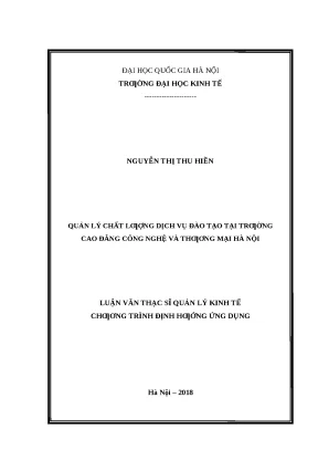 Quản lý chất lượng đào tạo tại CĐ Công nghệ & TM Hà Nội