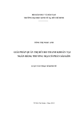 Giải pháp quản trị rủi ro thanh khoản tại ngân hàng Sài Gòn