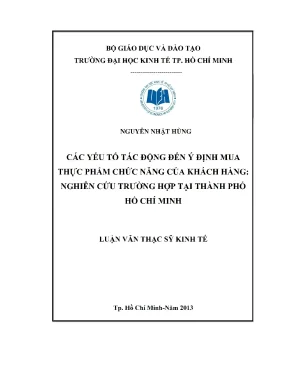 Yếu tố ảnh hưởng ý định mua thực phẩm chức năng (Luận văn)