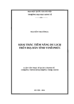 Khai Thác Tiềm Năng Du Lịch Tỉnh Vĩnh Phúc