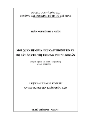 Luận văn: Nhu cầu thông tin & độ bất ổn TTCK Việt Nam