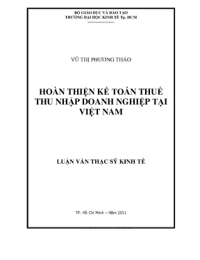 Luận văn Kế toán thuế TNDN: Giải pháp hoàn thiện tại VN