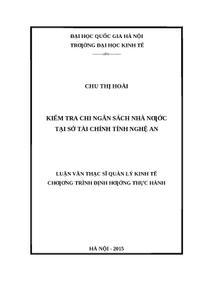 Kiểm Tra Chi Ngân Sách Nhà Nước Tại Sở Tài Chính Nghệ An