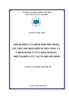 Ảnh Hưởng Của Hình Ảnh Nhà Hàng Đến Sự Hài Lòng Của