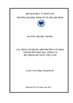 Luận văn: Môi trường văn hóa ảnh hưởng kế toán Việt Nam