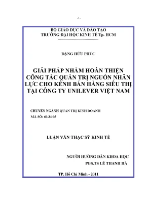 Luận văn: Quản trị nhân lực tại Unilever Việt Nam