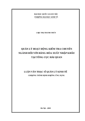 Quản lý kiểm tra chuyên ngành hàng hóa xuất nhập khẩu