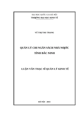 Quản Lý Chi Ngân Sách Nhà Nước Tỉnh Bắc Ninh: Nghiên Cứu