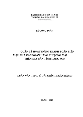 Quản lý thanh toán biên mậu tại ngân hàng thương mại