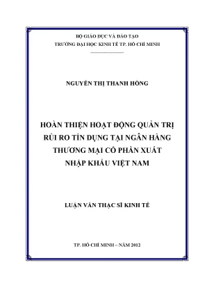 Hoàn thiện quản trị rủi ro tín dụng tại Eximbank