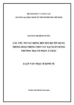 Các yếu tố ảnh hưởng đến rủi ro tín dụng trong cho vay