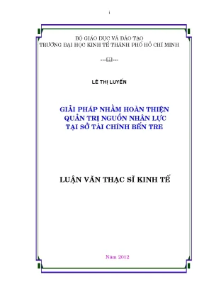 Luận văn thạc sĩ: Quản trị nhân lực Sở Tài chính Bến Tre